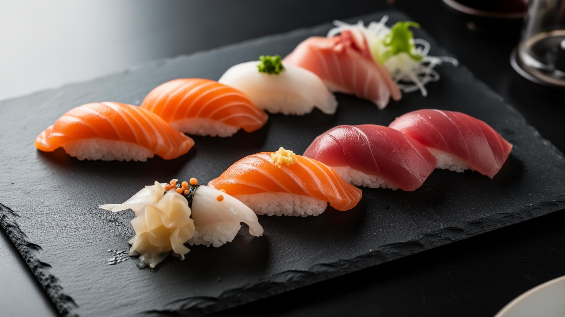 Sushi hero image — fresh nigiri and sashimi platter at Fuji Japanese Restaurant